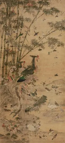 4612百鸟朝凤图立轴设色绢本