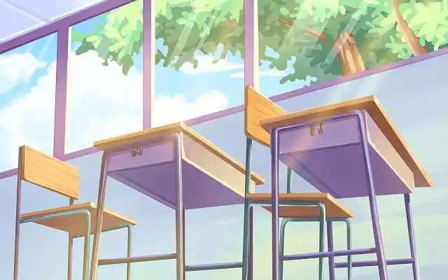 教室课桌卡通校园插画课桌jpg素材卡通青春校园插画