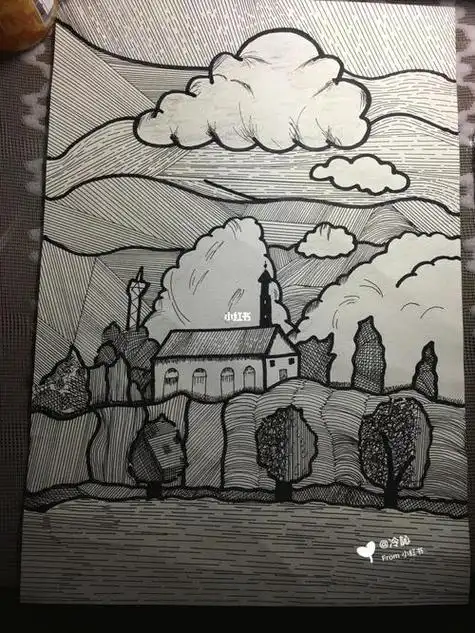 线描风景画线描风景画简单