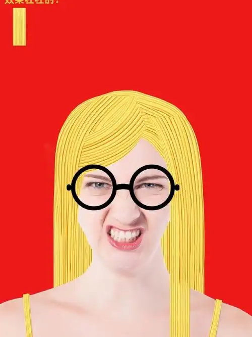 海报主题:卷发棒创意系列广告四张不同系列的海报将爆炸头,泡面卷