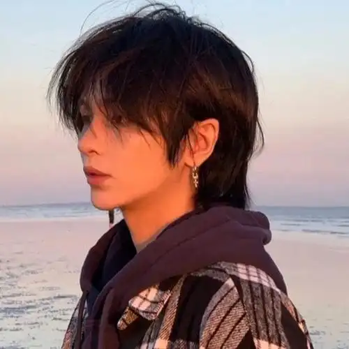 狼尾假发男日系学生男生武士头中分男士鲻鱼头自然日常全头套式