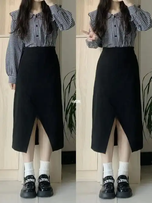 155小个子ootd|气质文艺6015很显高的半身裙