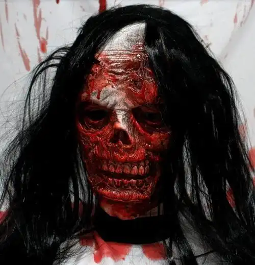 可狄万圣节道具鬼屋密室逃脱npc荧光贞子面具全脸头套龇牙鬼假发款