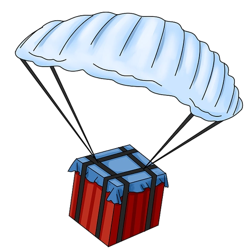 绝地求生吃鸡元素手绘吃鸡空投箱降落伞png免扣素材