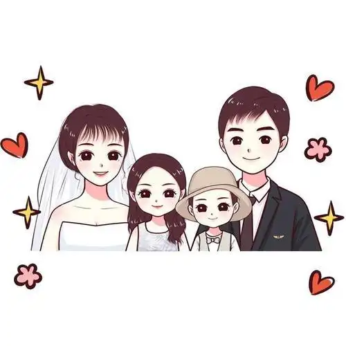 两个女儿一家四口头像简笔画