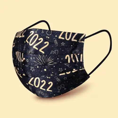 成人印花图案三层熔喷布蕾丝蕾丝透气男女一次性口罩