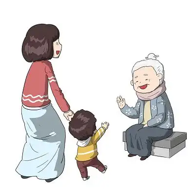 手绘卡通邻里和谐人物素材