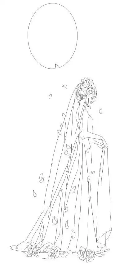 传统中式婚纱照样片凤冠霞帔古装婚纱漫画古装衣服画法简笔画新娘婚纱