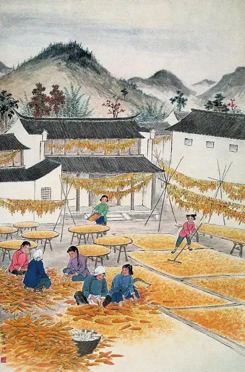 0208 玉米丰收图 立轴 设色纸本