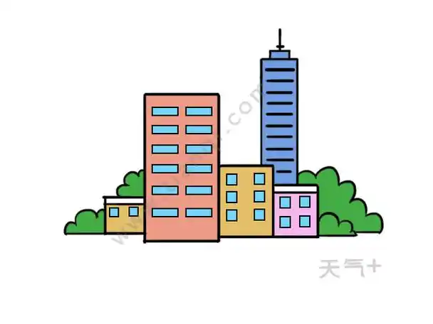 楼房简笔画高楼大厦 楼房简笔画高楼大厦涂色