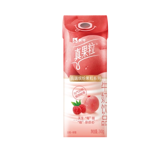 2月产蒙牛真果粒牛奶白桃树莓芒果百香果味240g10包整箱包邮