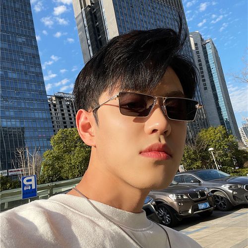 太眼镜男新款金丝小框酷潮人男士墨镜痞帅街拍蹦迪太阳镜银框裸镜单付