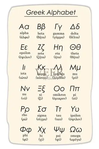 希腊字母表矢量与大写和小写字母