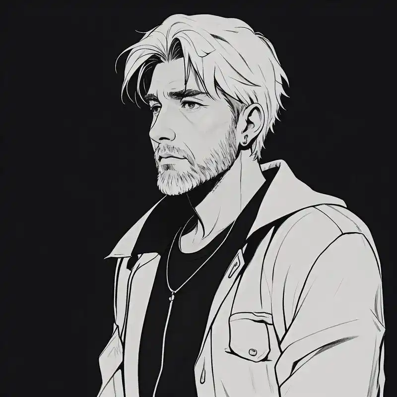 大叔黑白素描头像,沉稳又霸气90 黑白素描风格的大叔头像来啦!