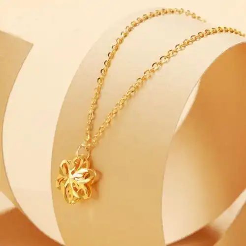 黄金六芒星吊坠足金项链女款时尚百搭锁骨气质项坠