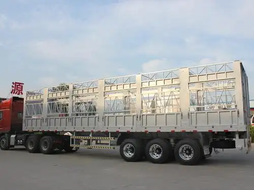 奥通围栏半挂车货物侧壁家禽运输卡车拖车