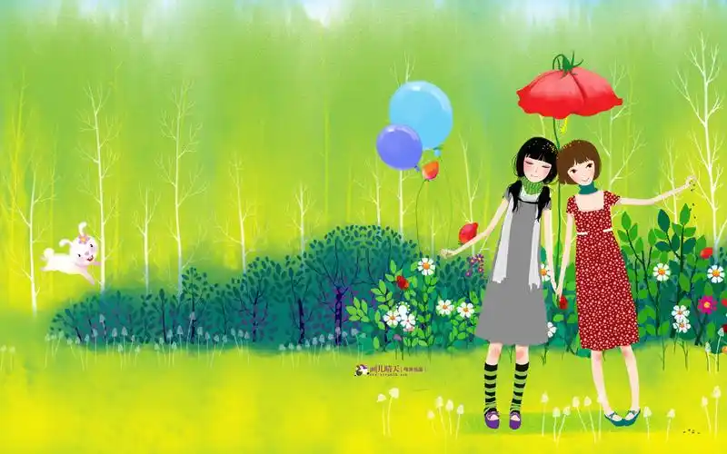 卡通浪漫女孩高清桌面壁纸