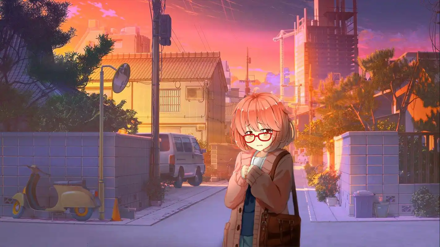 海洋中的动漫少女桌面壁纸