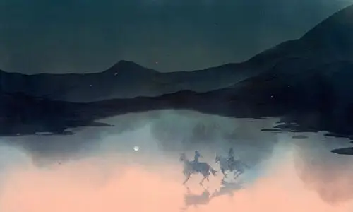 插画,手绘背景,复古,唯美,古风,伊吹五月一代风景如水画