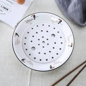 装煮熟圆形盘的漏盘成圆形的盘饺子双层漏水盘子乘圆形盘家用