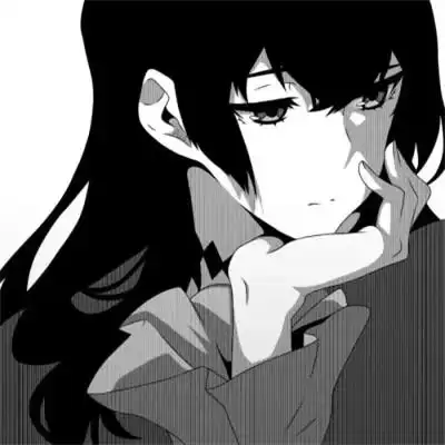 女生头像超酷手绘黑白动漫图片