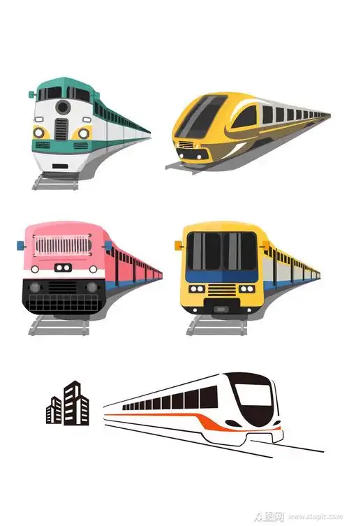 地铁动车矢量手绘图素材