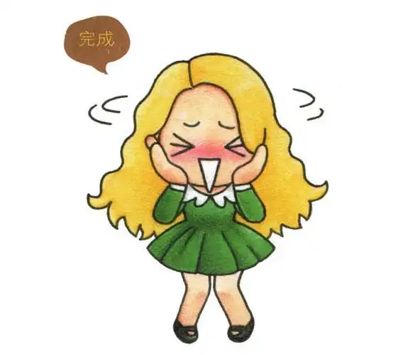 躲在人后的害羞小女孩简笔画