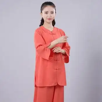 太极服夏季短袖太极女夏季中袖低领飘逸透气凉太极拳练功服薄款团购