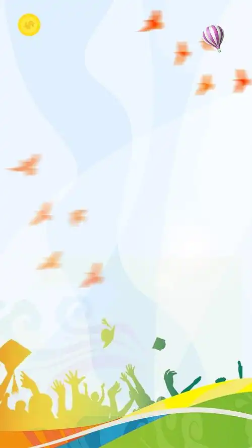 手绘卡通学生毕业欢呼h5背景素材