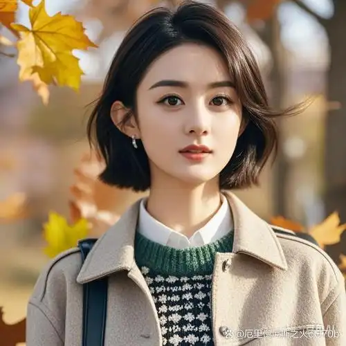 赵丽颖短发秋意,灵功如画