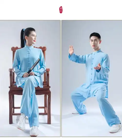 山人运动同款太极服夏季女士2022新款夏季太极服 柔软棉麻 男女中国风