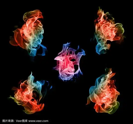 抽象的彩色火焰图案在白色的背景