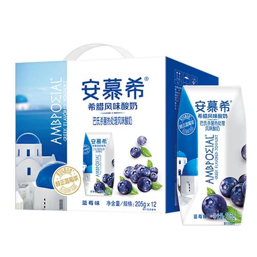 伊利 安慕希 希腊风味酸奶(蓝莓味)205g*12【行情 报价 价格 评测