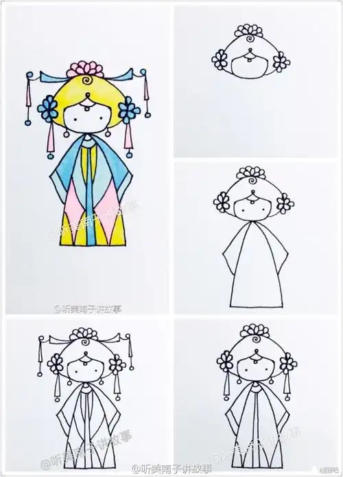 可爱的古风少女怎么画,彩铅古装女孩绘画教程教你怎么画古代美人,唯美