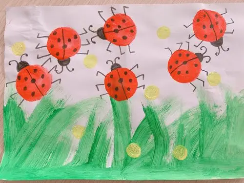 树苗幼儿园水粉画大班篇之《七星瓢虫》