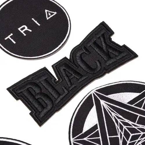 黑色百搭刺绣徽章布贴衣服补丁贴t恤胸章羽绒服牛仔装饰补洞贴布