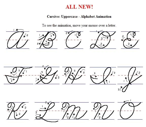 英文大写圆体字母书写笔画顺序