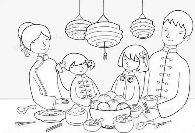 一家人幸福吃饭