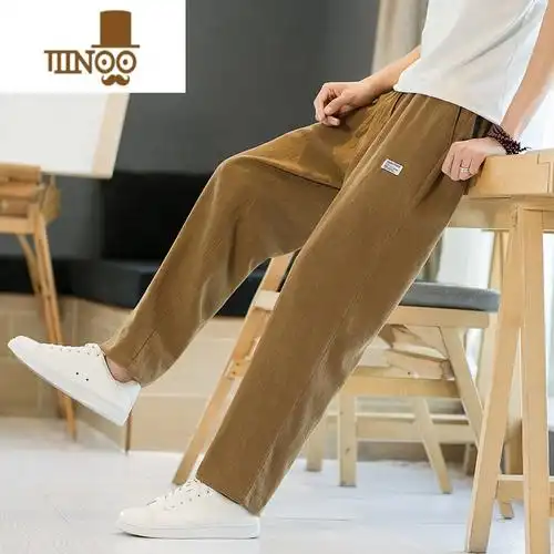 yanxu亚麻裤男裤子夏季薄款棉麻九分裤宽松直筒男士休闲裤夏天男裤