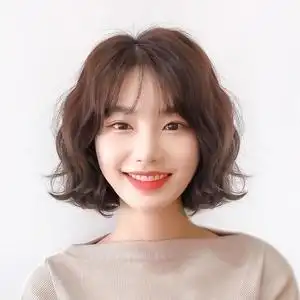 羊毛卷假发刘海圆脸发型时尚女短发假发套女短卷发全头套式蛋卷头