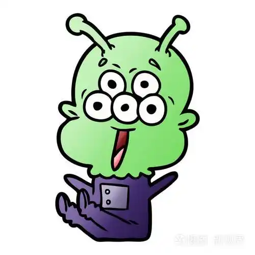 快乐卡通外星人的矢量插图