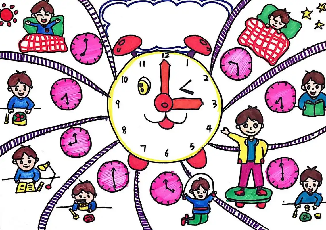 【绘画】我的一天时间表 暑假寒假时间表绘画