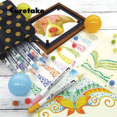 日本kuretake吴竹圆点笔点点双头水彩绘画笔学生手账书写美术画笔可画