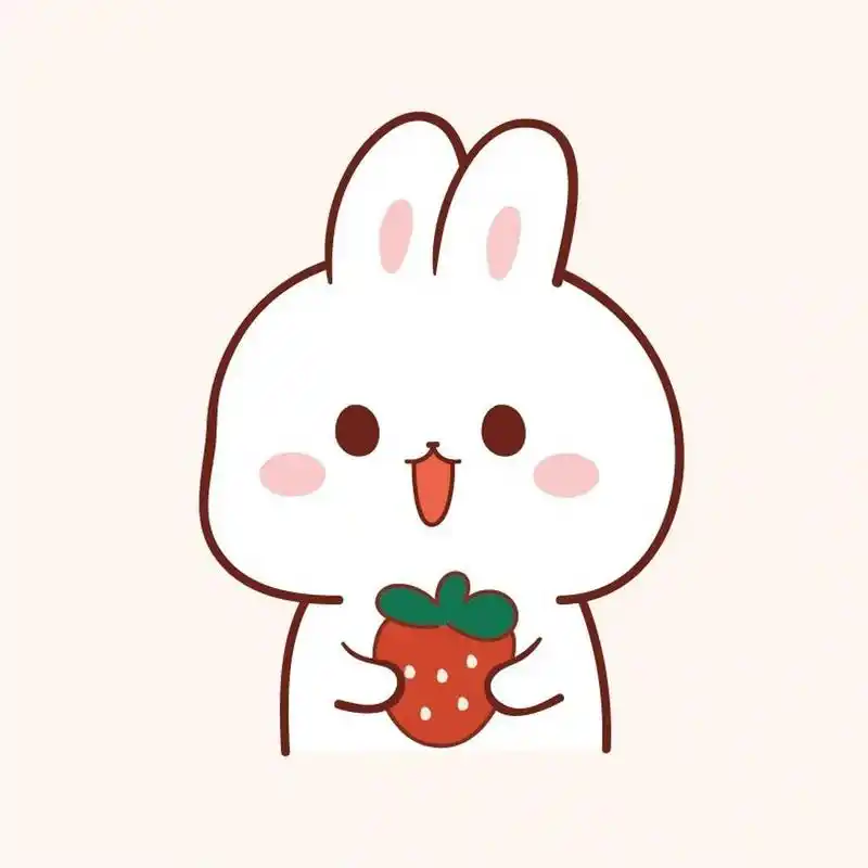 萌小兔子爱草莓 卡通可爱插画设计 头像分享 新画的兔子爱草莓头像