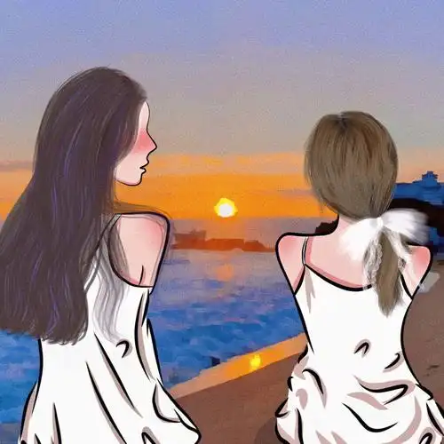 一起用吧～#手绘头像  #闺蜜  #闺蜜头像  #侧颜背影杀