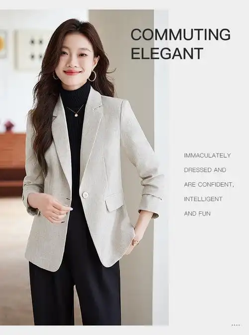 休闲洋气简约百搭小西装外套女秋季新款ol名媛气质短款ol西服外套