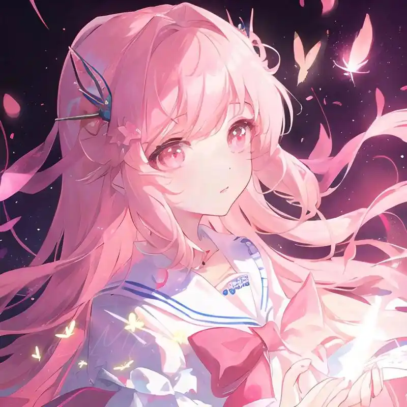 动漫女头|一看就很温柔的粉色女生动漫头像
