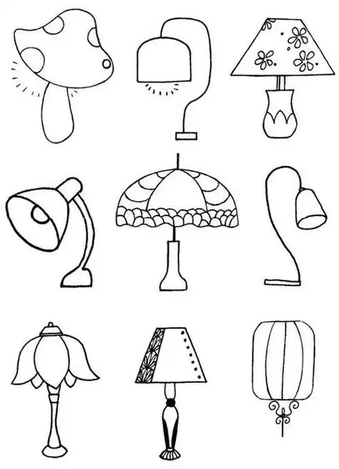 花的台灯手绘设计简笔画