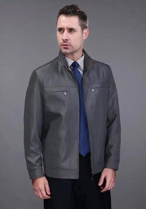 正品楠溪王 商务休闲 夹克男 男式休闲 宽松夹克 中老年薄款夹克图片