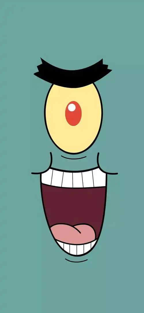 青色背景的独眼卡通怪兽可爱手机桌面,高清图片,手机壁纸